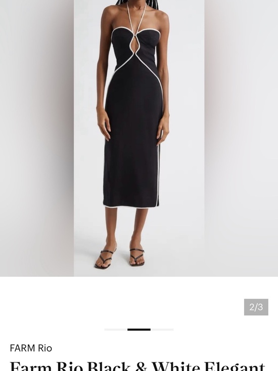 FARM Rio Dresses & Skirts - FARM Rio Black Midi Dress with White Contrast Piping